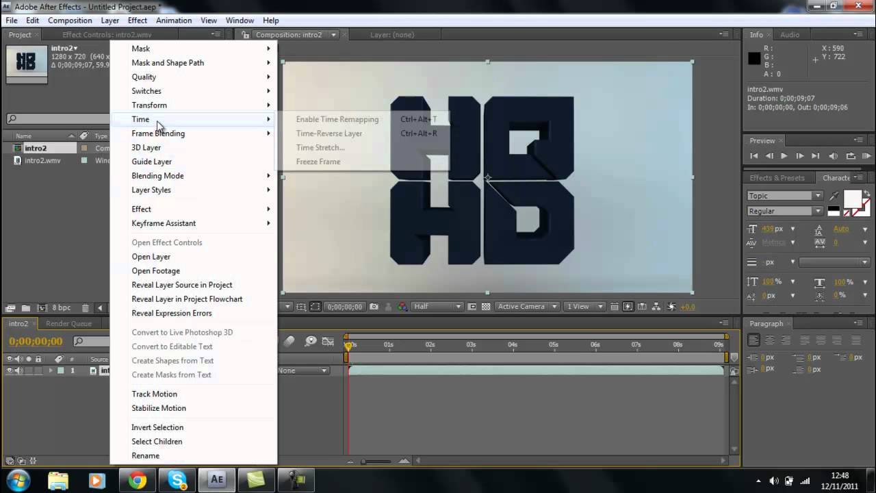 adobe after effects speed up video